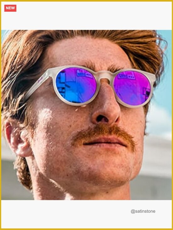 Polarized Round Sunglasses, Clear Translucent Frame, No Slip No Bounce main image 4